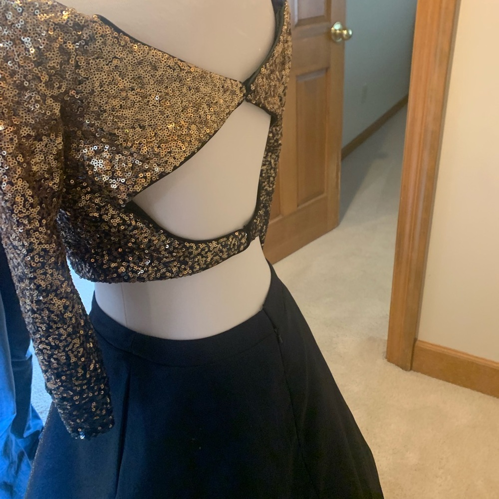 Navy Two-Piece Prom Dress - Picture 4 of 9